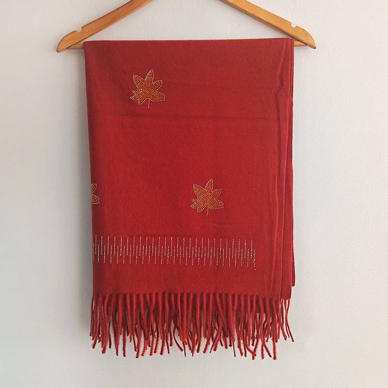 Deep Red Classic Motif Shawl