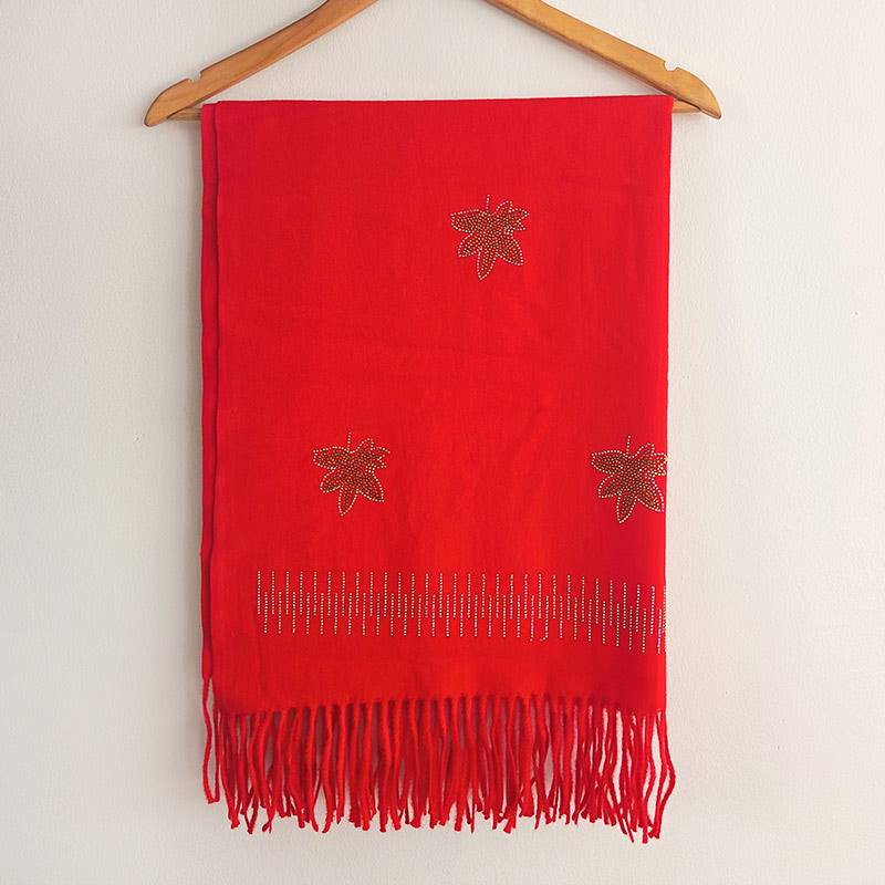 Classic Bright Red Festive Shawl
