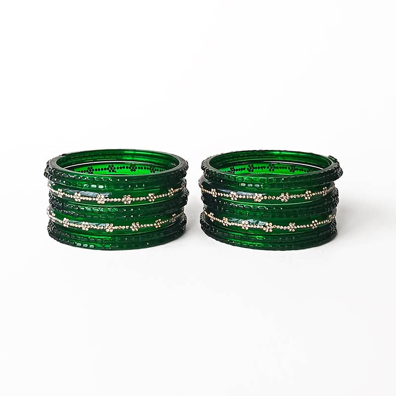 Emerald Grace Glass Bangles Set