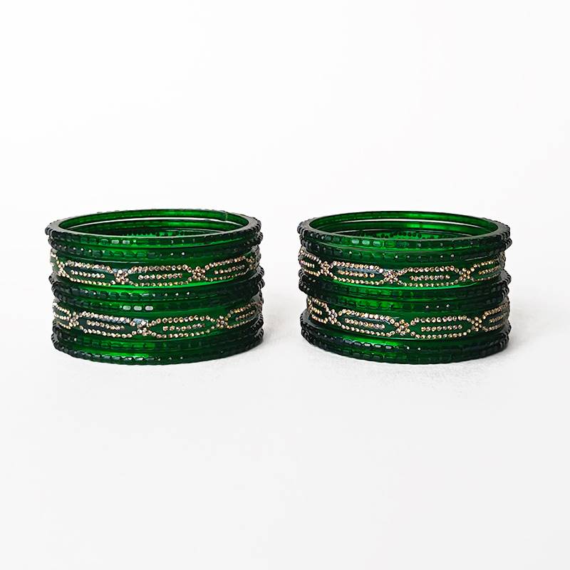 Heritage Green Glass Bangles Set