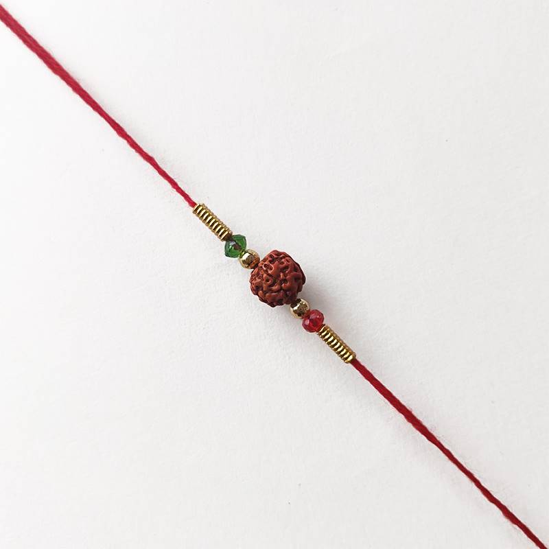 Red Rudraksha Crystal Designer Rakhi