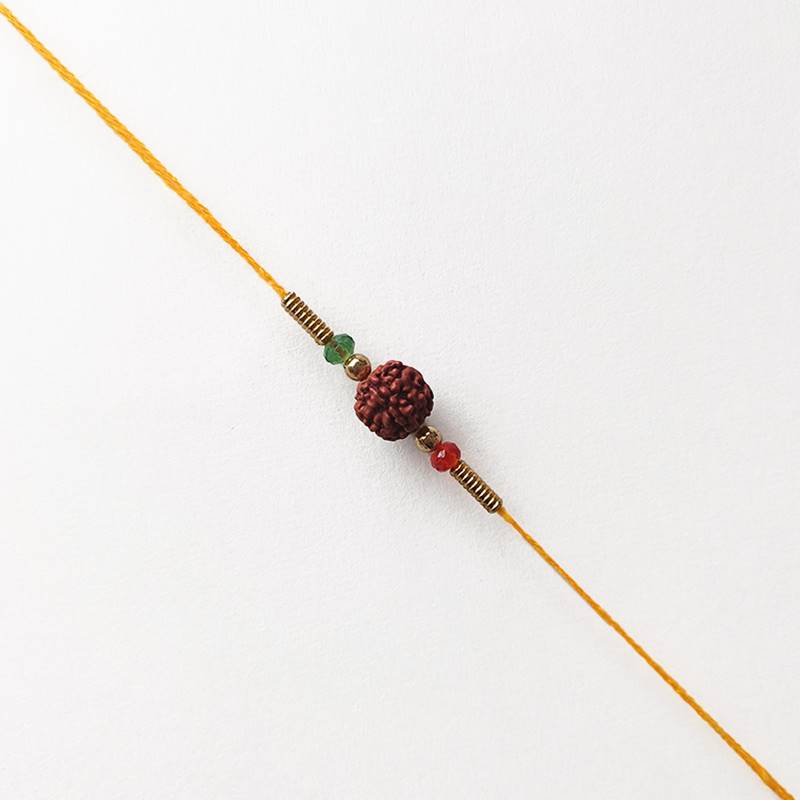 Yellow Rudraksha Crystal Designer Rakhi