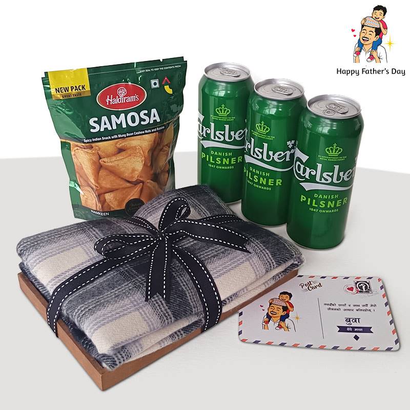 Father's Day Beer & Scarf Hamper with Haldiram Samosa 