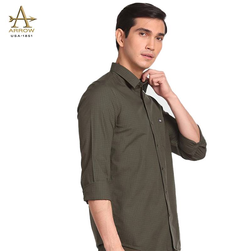 Arrow Green Slim Fit Solid Spread Collar Casual Shirt (ASAFSH1624)