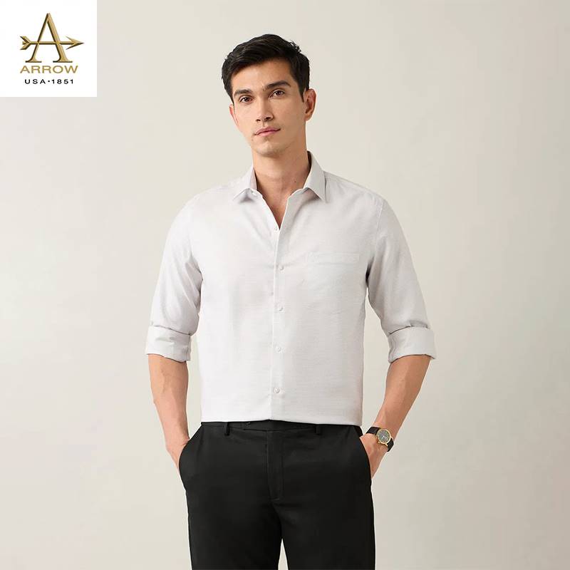 Arrow Formal Semi-cutaway Collar Textured Pattern Slim Fit Formal shirt (ARAJSH0133)