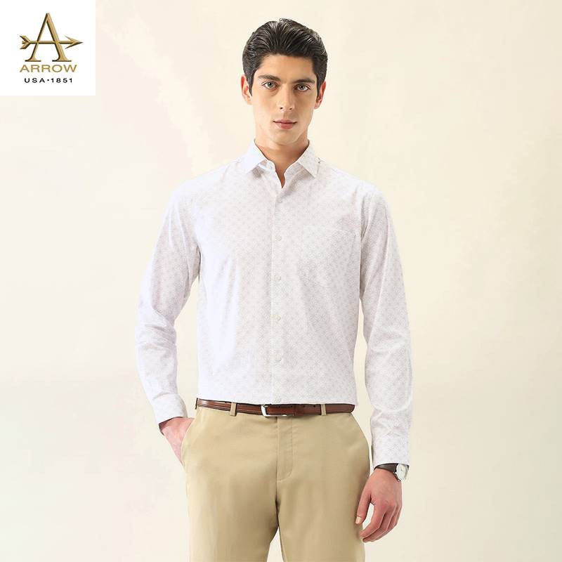 Arrow Men’s Light Pink Geometric Printed Formal/Ceremonial Slim Fit Formal Shirt (ARAJSH0820)