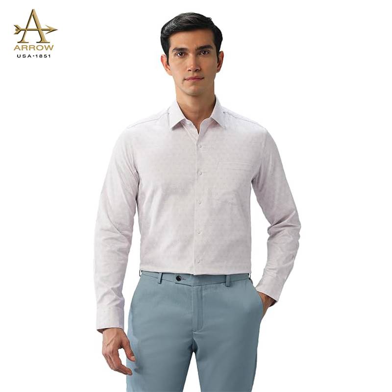 Arrow Men’s White Geometric Pattern Print Slim Fit Formal Shirt (ARAJSH0808)