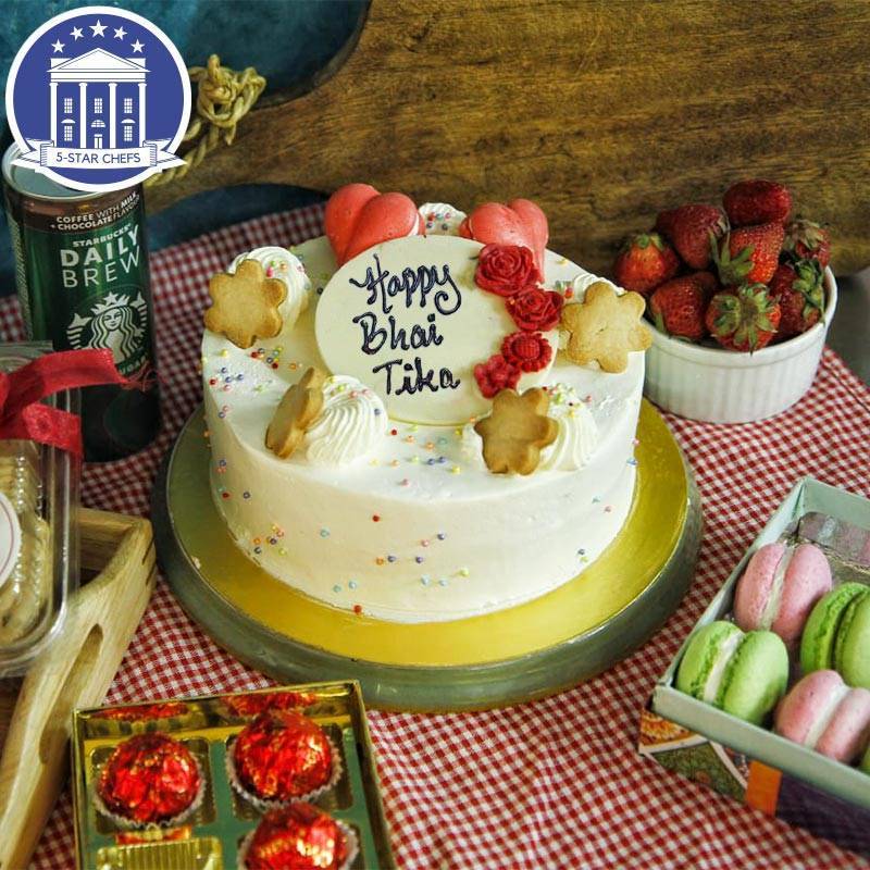 Bhai Tika Vanilla Cake (1 kg) by 5-Star Chefs