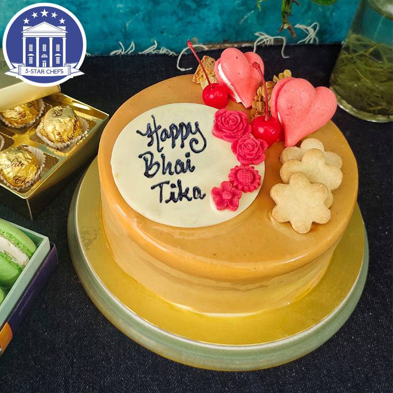 Bhai Tika Butterscotch Cake (1 kg) by 5-Star Chefs
