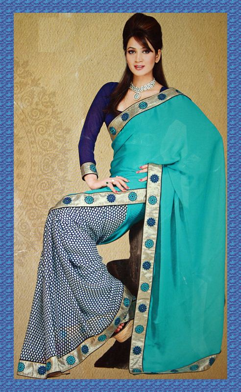 Half half design saree in Totally georjet with border.(shh501)