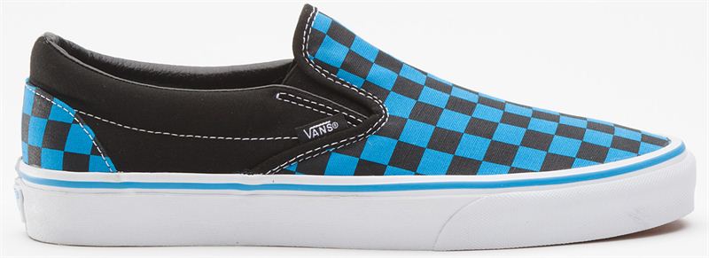 Vans classic slip outlet on checkerboard blue black