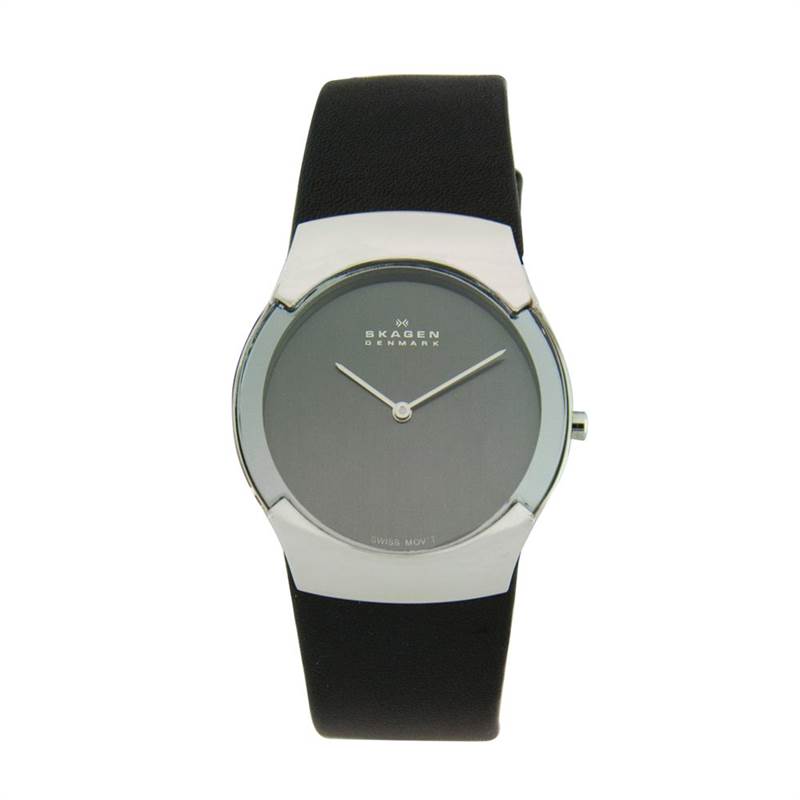 Skagen Men's 582XLSLM Swiss Black Leather Watch