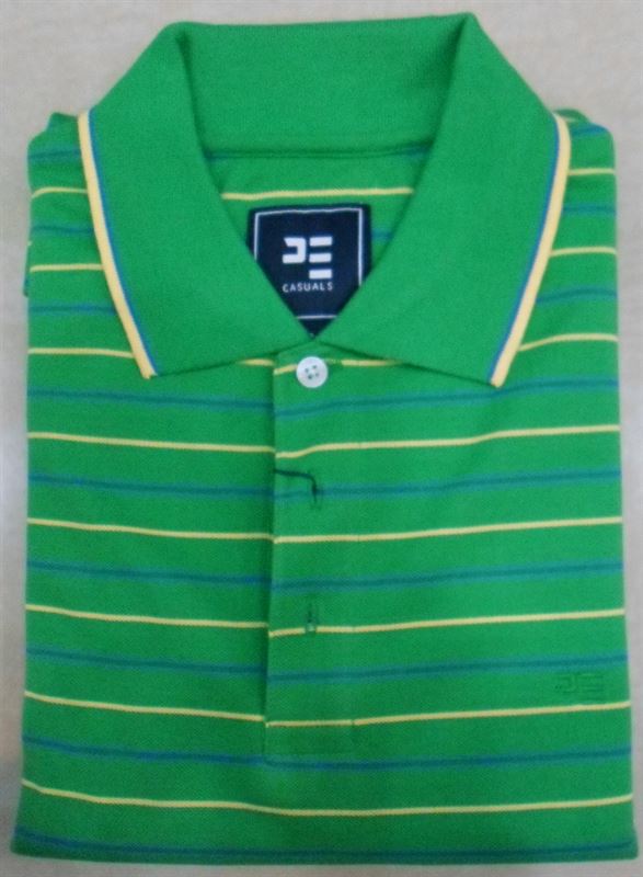 Peter England Men's Parrot Green Stripe Polo T-Shirt (PKP31400044)