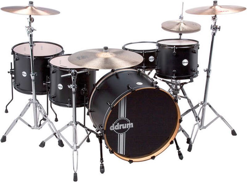 Ddrum REFLEX 5 Piece Drum Set with Hardware Black Wrap Finish (REFLEX BLK/BLK 22 5 PC)