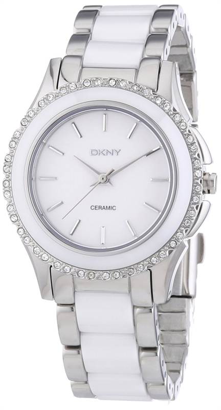 DKNY White Dial Stainless Steel White Ceramic Ladies Watch NY8818
