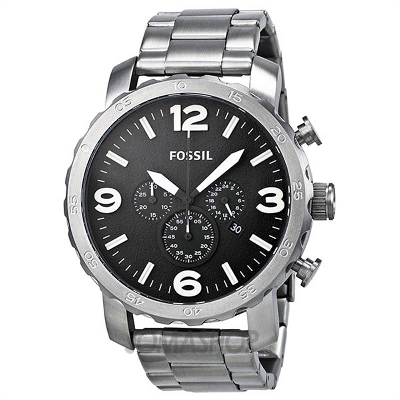 Fossil Men's JR1353 Silver Stainless-Steel Analog Quartz Watch with Black Dial