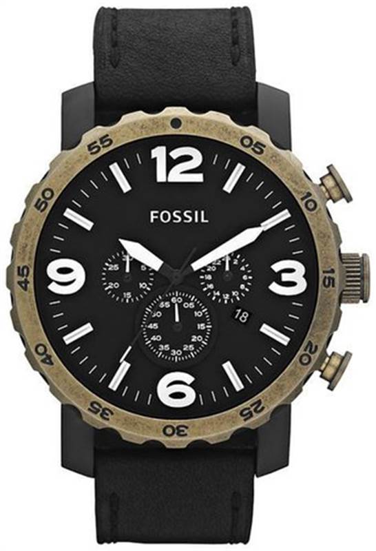 Fossil Men's JR1357 Nate Chronograph Black Leather Watch