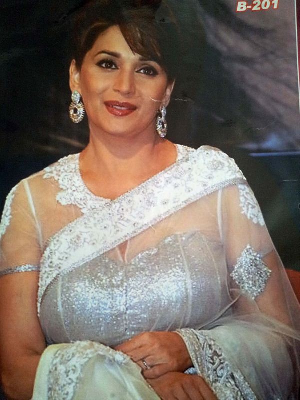 "MADHURI DIXIT "celebriti saree in net in white color.(n89)