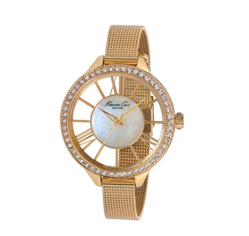 Women's Yellow Gold Transparent with Crystal Bezel KC0008
