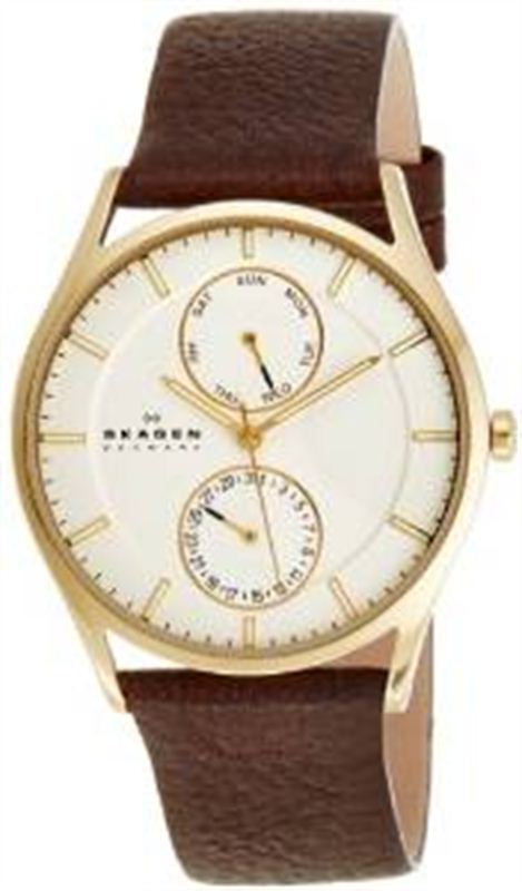 Skagen skw6066 40mm Stainless Steel Case Brown Calfskin Mineral Women's Watch