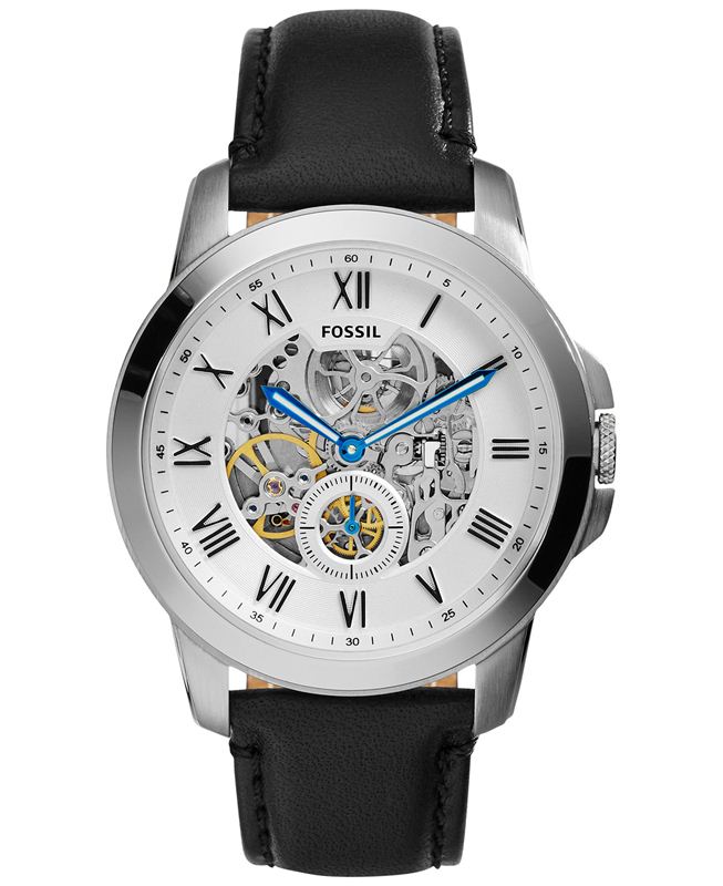 Fossil Men's ME3053 Grant Automatic Self Wind Leather Watch - Black