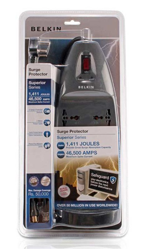Belkin Surge Prt 6Ot 1940J 100K 2M 45Ka Av Tel (F9S623Vzb2M)