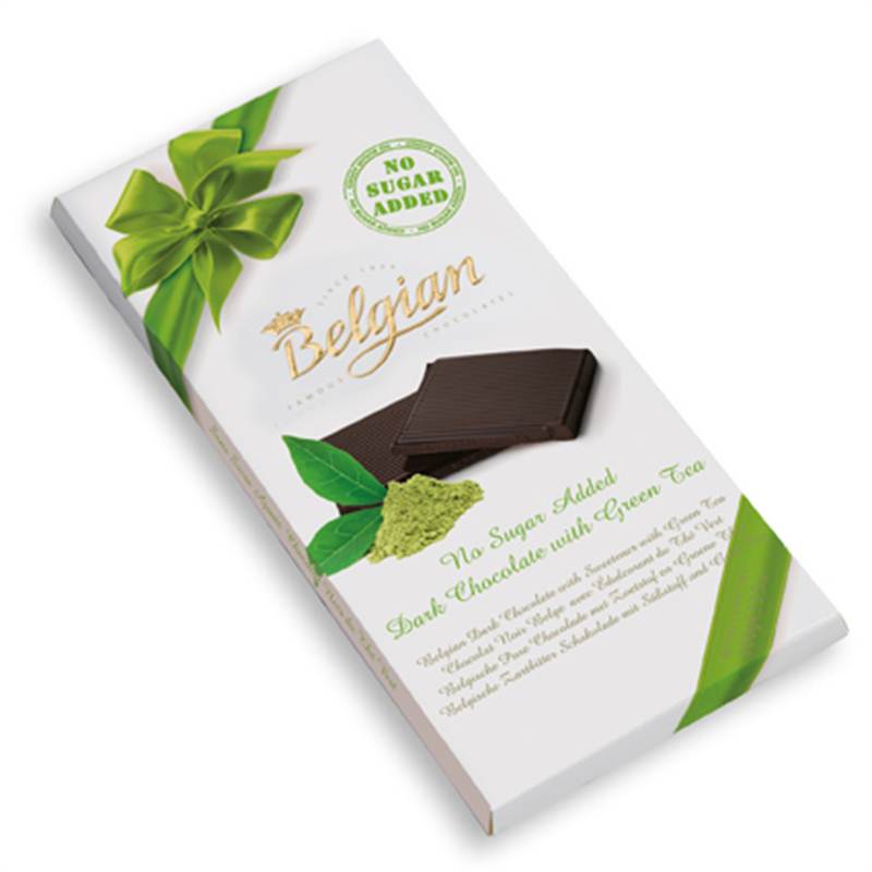 Belgian Chocolate With Green Tea No Sugar Added Bar Chocolate (100g)