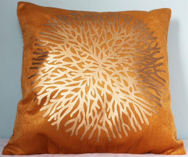 Gold Snowflake Cushion Cover with Cushion (16 X 16 inch)
