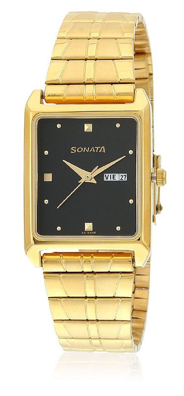 Sonata analog black on sale dial men's watch