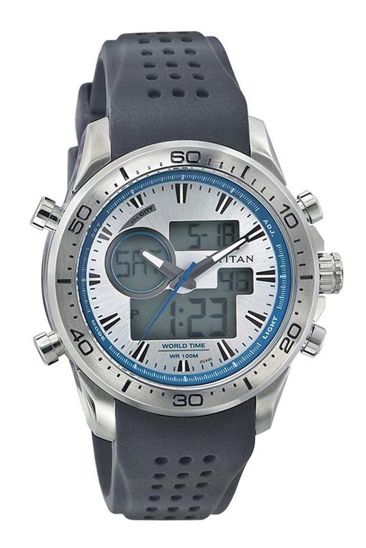 Titan Octane 9455SP03 Black/Silver Analog & Digital Watch