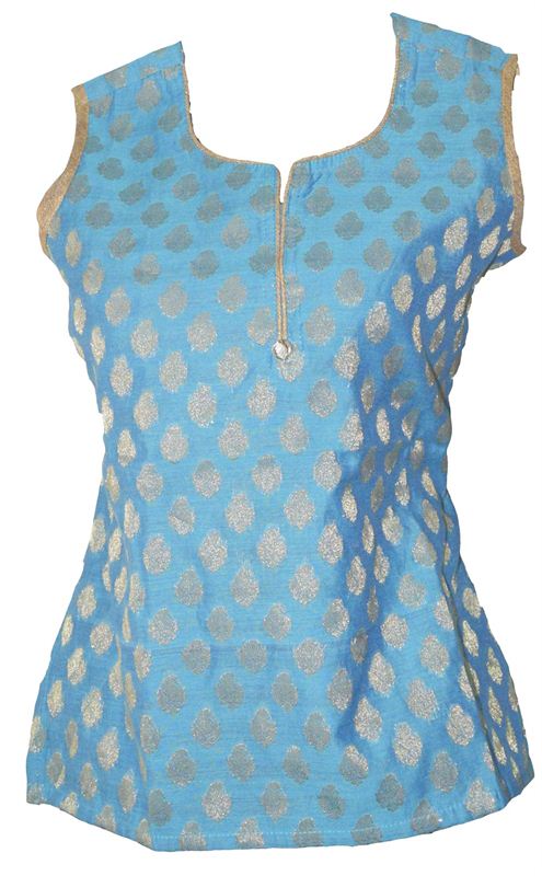 Sky Blue Hal Sleeves Kurthi Top (618)