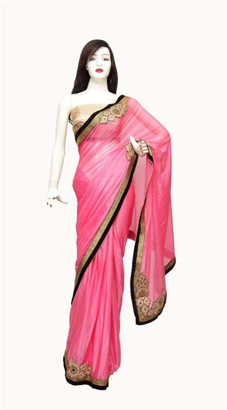 Georgette Pink Saree (1588)