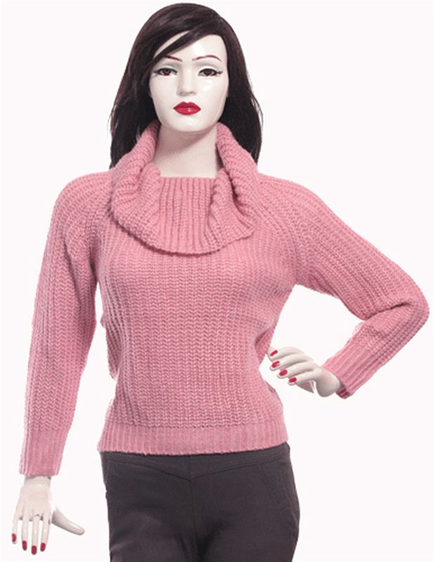 Brown Off-the-shoulder woolen sweater