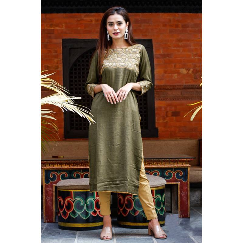 Green Kurti for Women (321-095)
