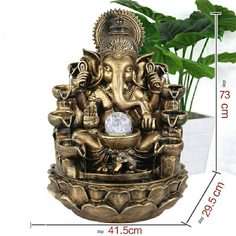 Lord Ganesh Water Fountain with LED Lights and Water Pump (BIG)