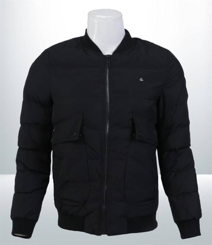 KILOMETER Bomber Cotton/Silicon Mix Jacket For Men - KM 79123 Black