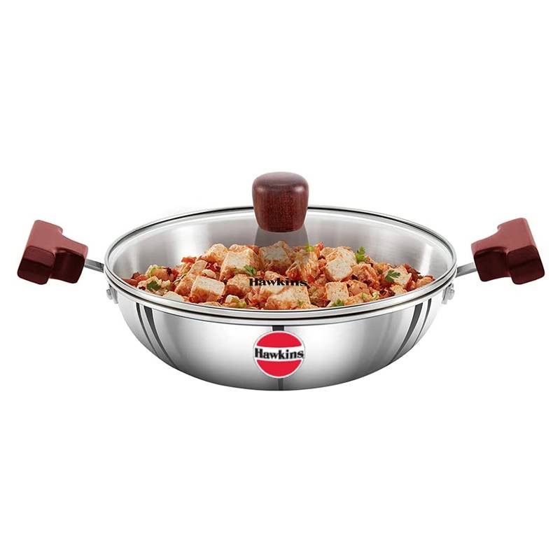 Hawkins Deep Frying 22 cm Stainless Steel Pan with Glass Lid (SSD15G)