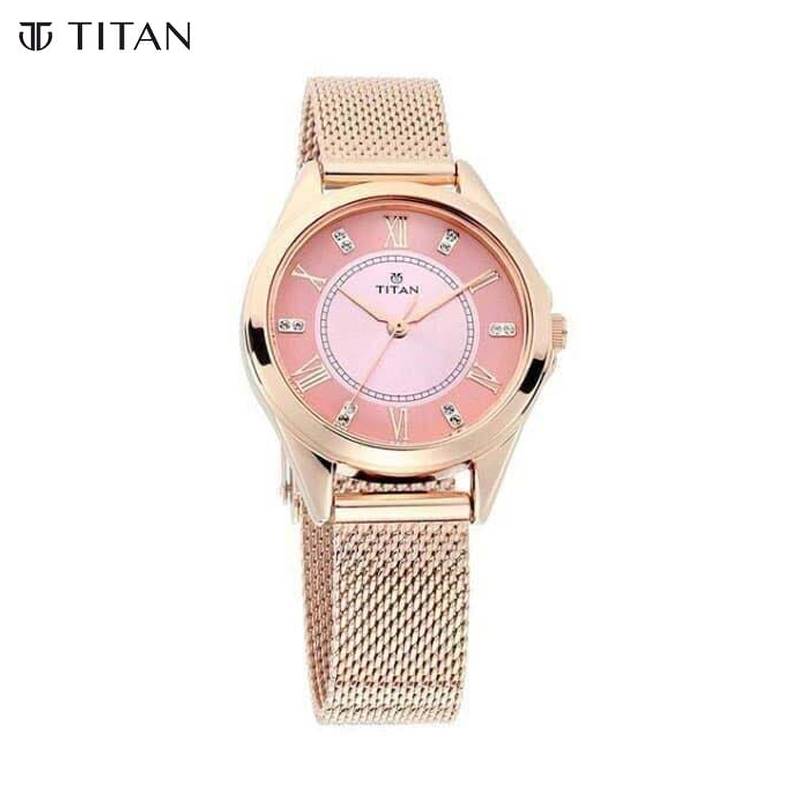 Titan Sparkle Pink Dial Analog Watch for Women (2565Wm02)