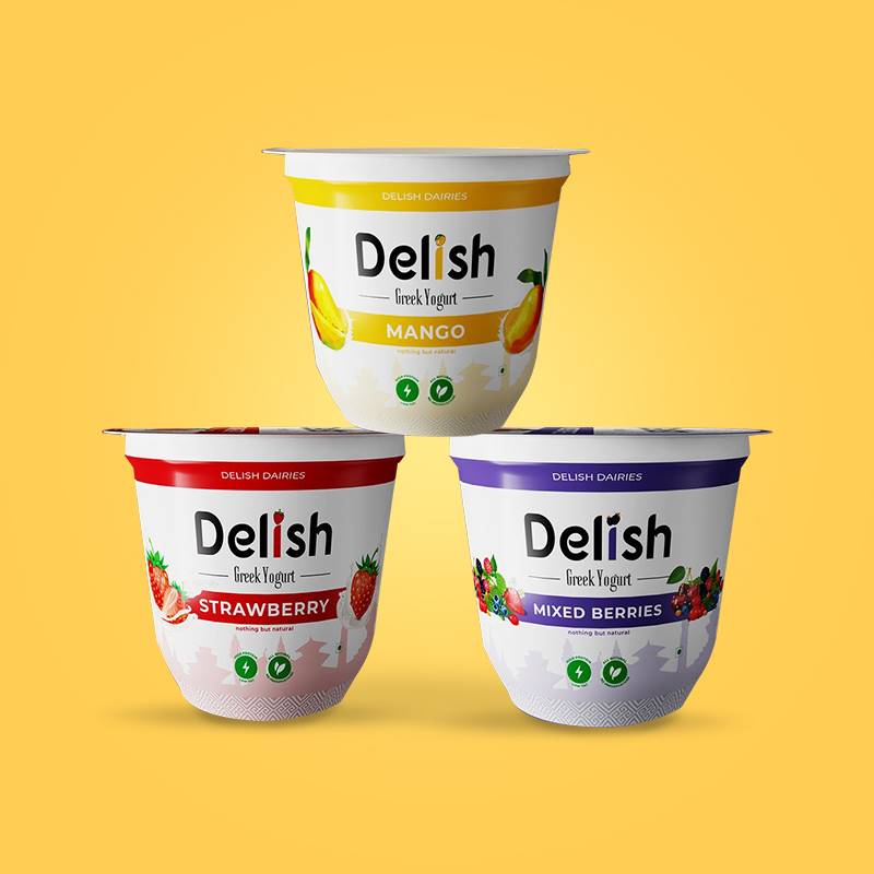 Delish Greek Yogurt (125 g x 3) - Mixed Berries, Mango & Strawberry