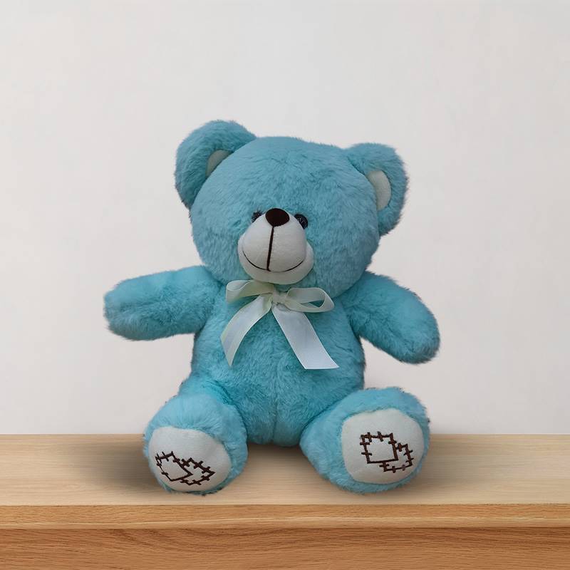 Light Blue Teddy with White Ribbon