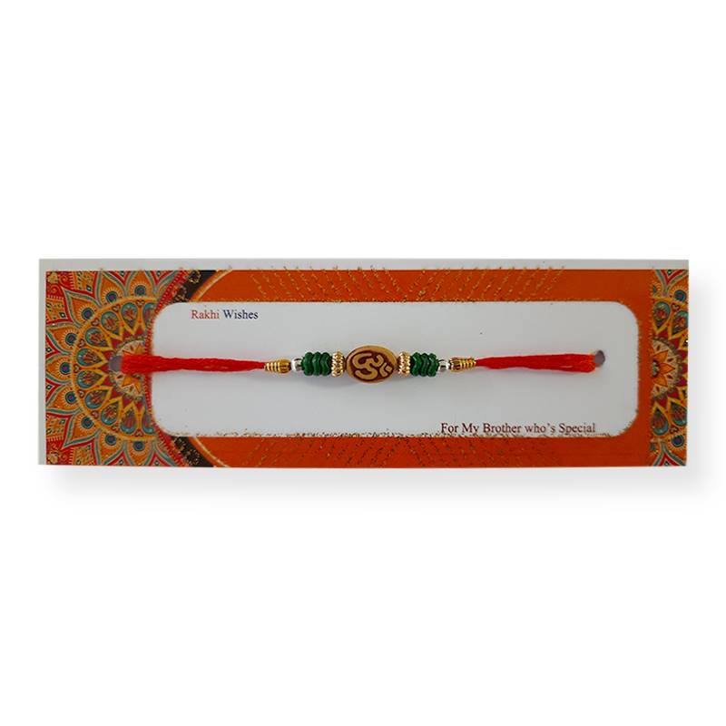 OM Rakhi with Green Beads