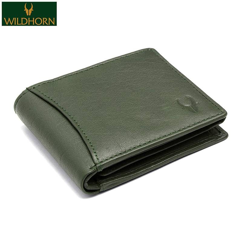 WildHorn Nepal Genuine Leather Wallet (WH 7311 Plain Green)