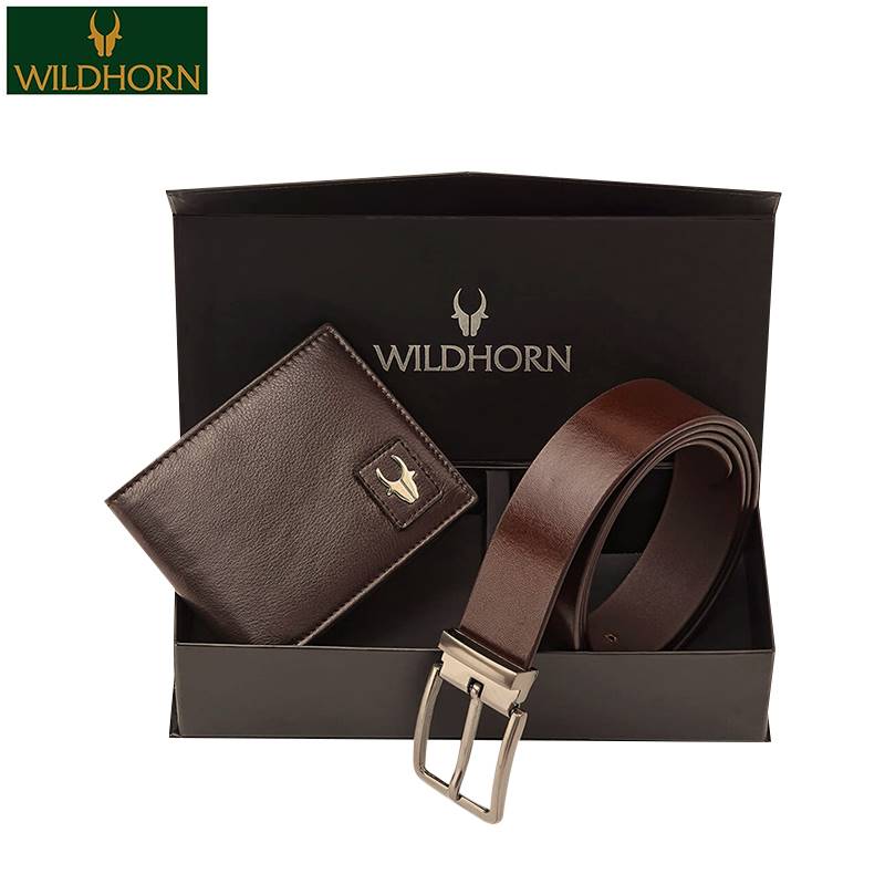 WildHorn Nepal Genuine Leather Wallet and Belt Combo (WH 001 Brown)