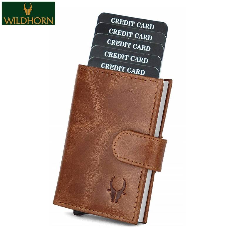 WildHorn Nepal Genuine Leather RFID Protected Cardholder (CRD 001 Tan Crunch)