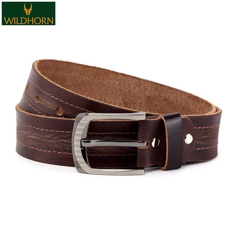 WildHorn Nepal Genuine Leather Free Size Belt (WHRH 107 Brown)