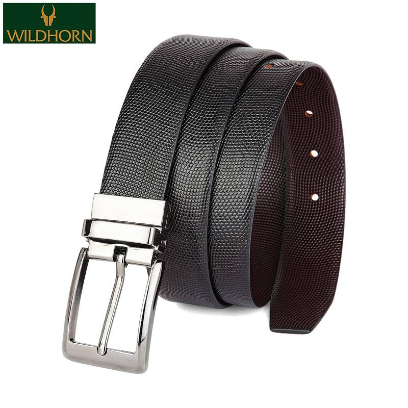 Wildhorn Nepal Reversible Leather Formal Black Brown Belt (WHBLT 557 Reversible Black Brown)