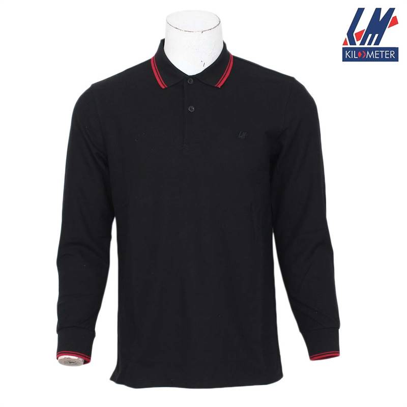 KILOMETER Polo Neck Full Sleeve T Shirt For Men P1011 Black