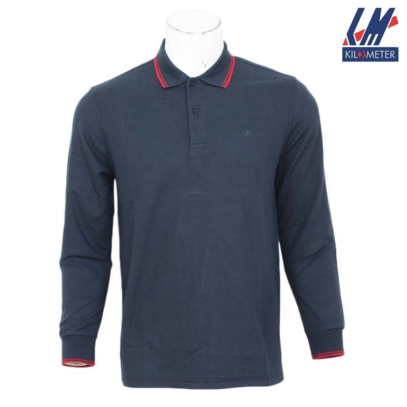 KILOMETER Polo Neck Full Sleeve T Shirt For Men P1011 Navy Blue