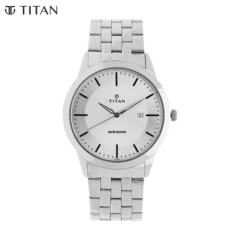 Titan Brass Case White Dial Analog Watch for Men (1584SM03)