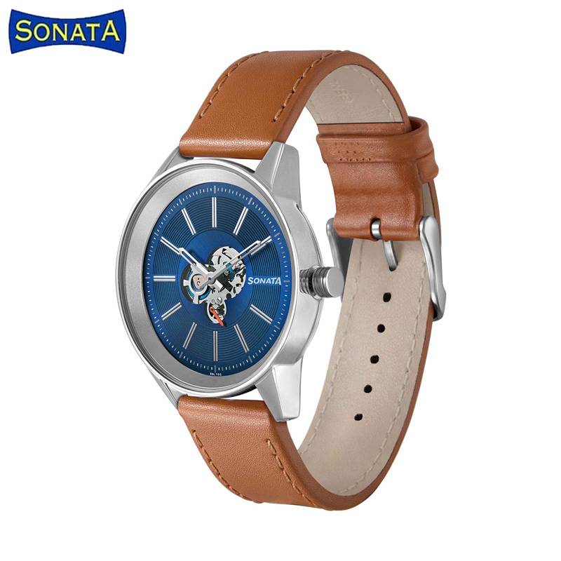 Sonata analog blue hot sale dial men's watch